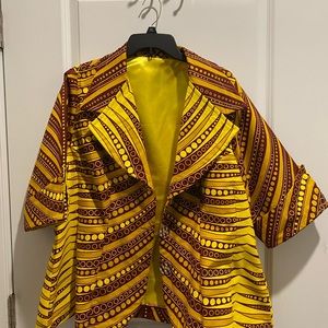 Mustard and brown Ankara blazer Plus Size